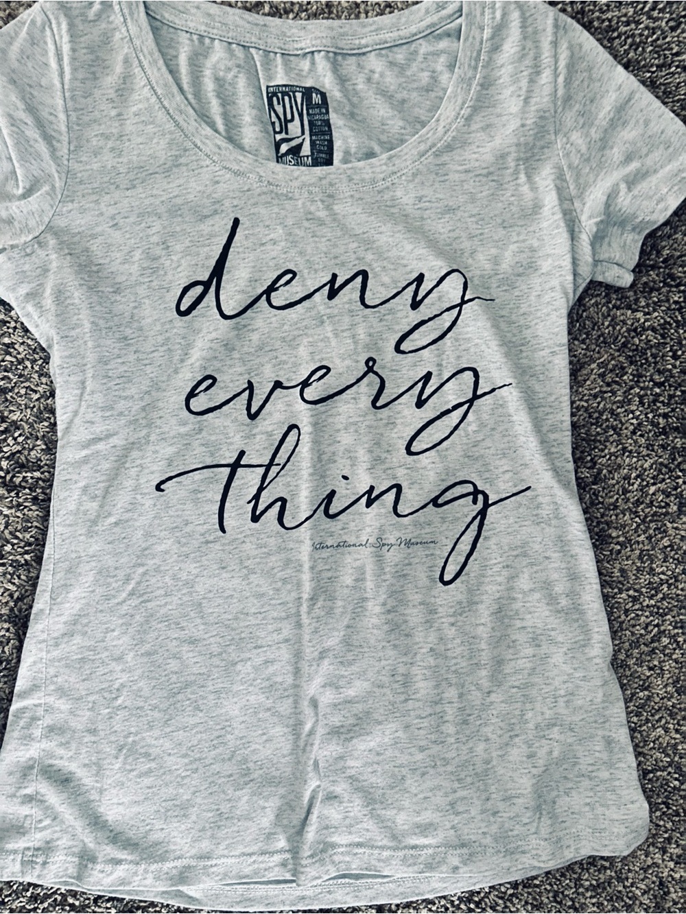 SPY Light Heather Gray Short Sleeve Tee with Navy Script